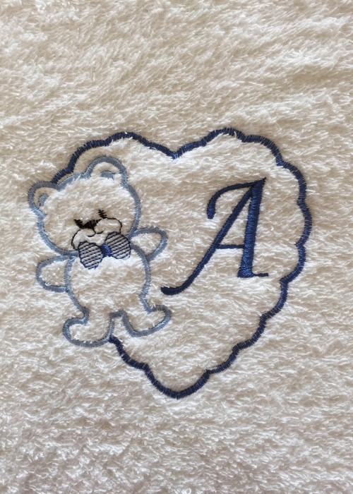 Håndkle - Barn - Teddy Monogram - Blå