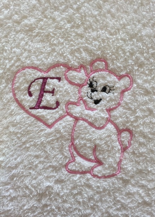 Håndkle - Barn - Teddy Monogram - Rosa